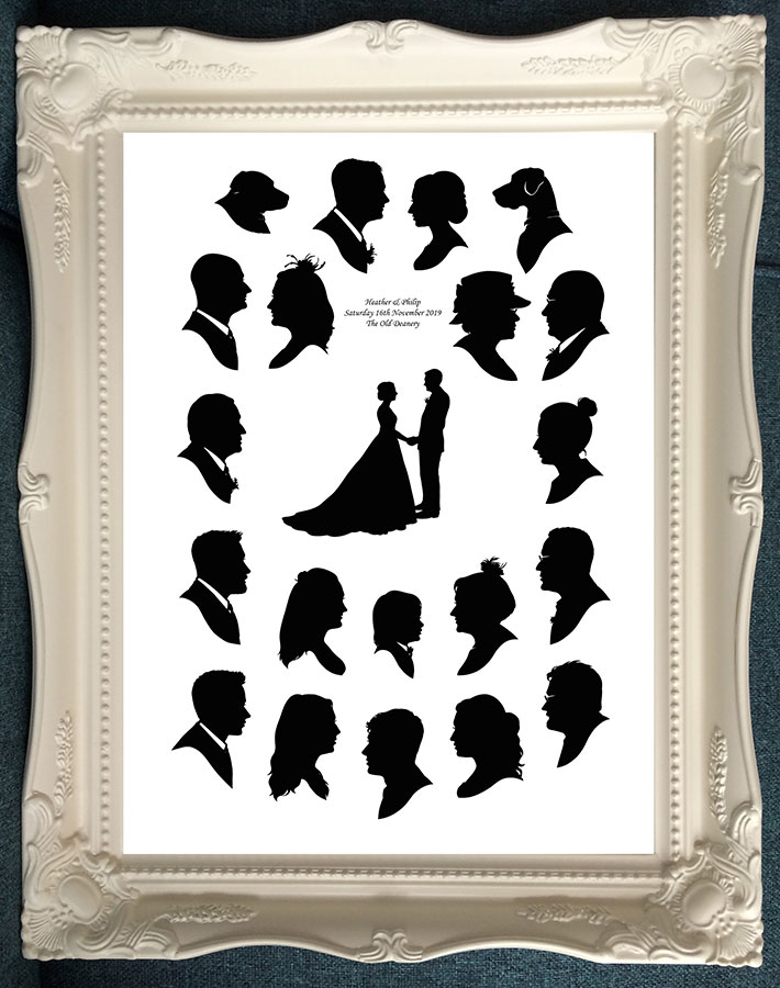 framed wedding couple silhouettes